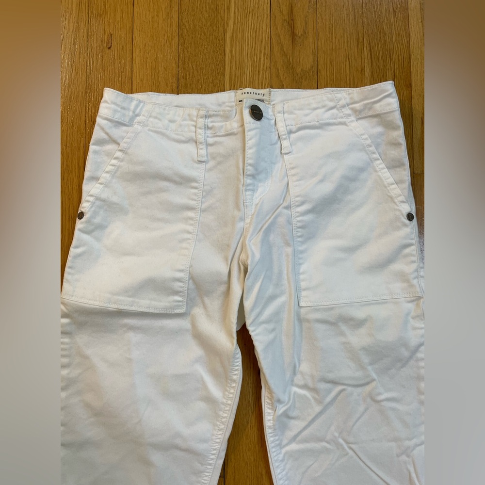 Women’s Sanctuary Peace White Cropped Straight Pants 25 ✨BRAND NEW✨ - Picture 2 of 9
